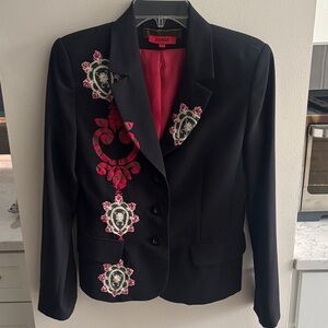 Tokyo Black Blazer with red and White Embroidery